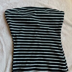 Black and White Striped Tube Top